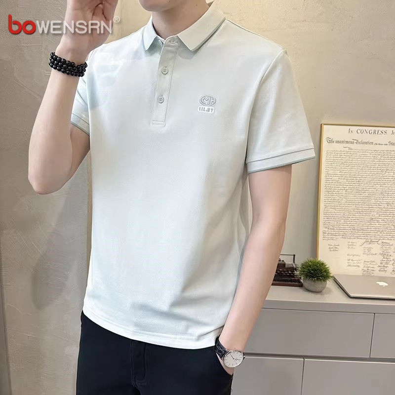 潮牌冰丝polo衫男士短袖t恤2026年新款夏季修身刺绣翻领上衣男款