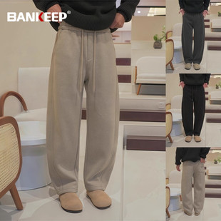 高端弯刀休闲裤子男士2026新款冬季男裤加绒加厚宽松直筒卫裤男款