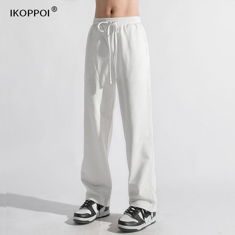 重磅卫裤男士夏季韩版纯色宽松直筒休闲长裤子潮流垂感痞帅运动裤