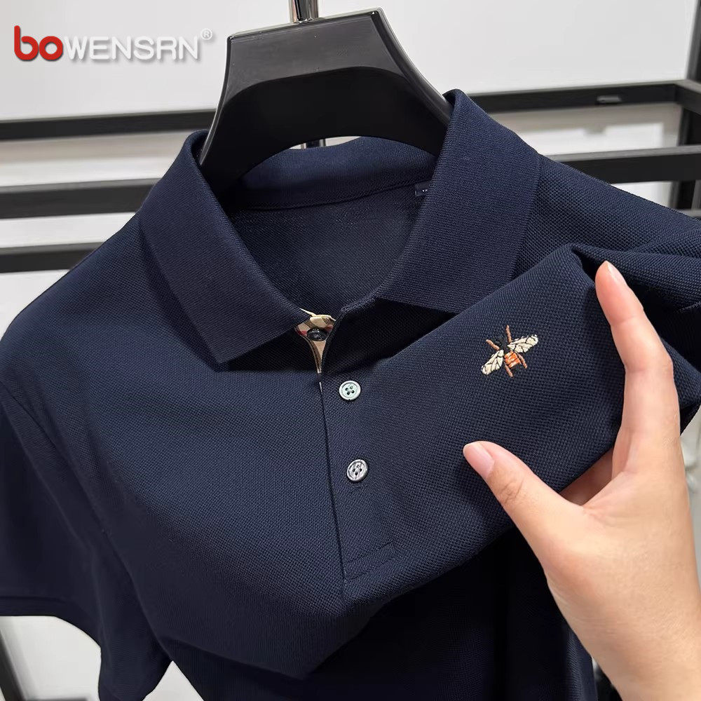 潮牌蜜蜂刺绣polo衫男士短袖t恤2026新款夏季纯棉透气体恤衫男款