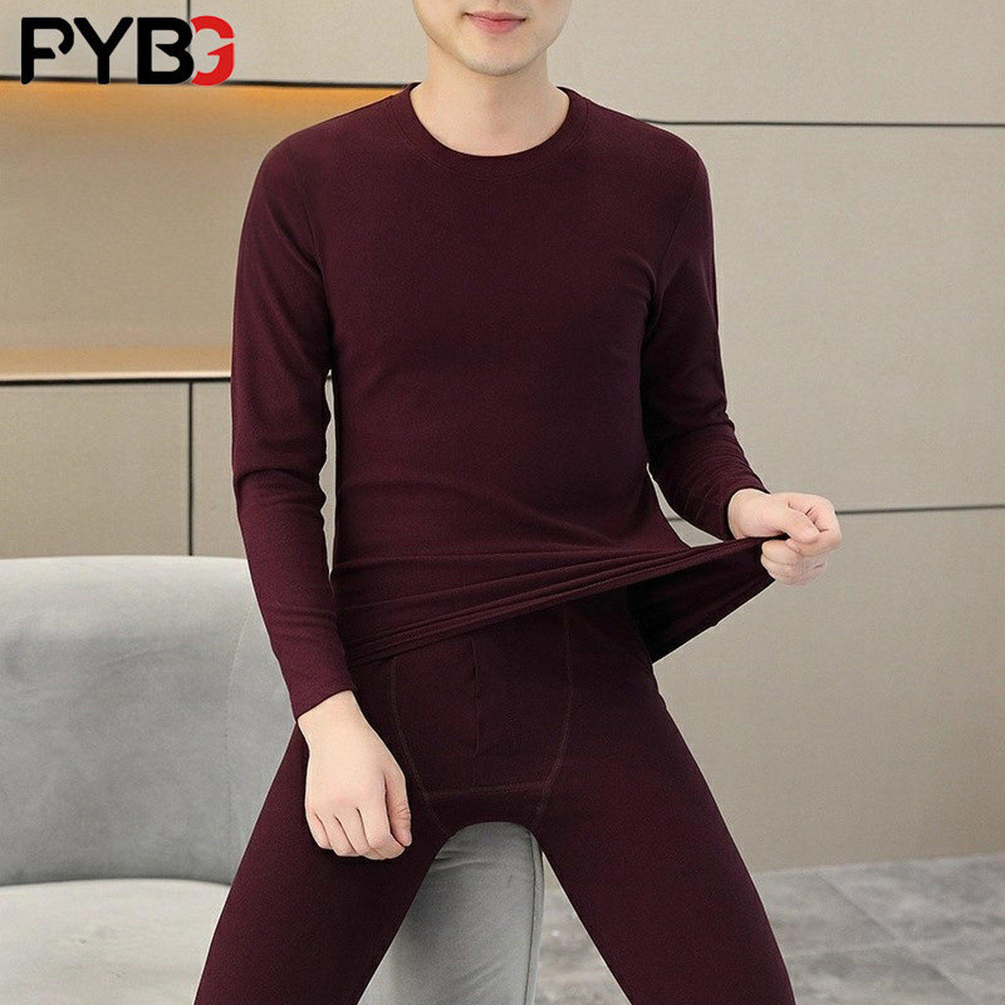 本命年红色男士保暖内衣套装冬季2025新款德绒秋衣秋裤男款打底衫