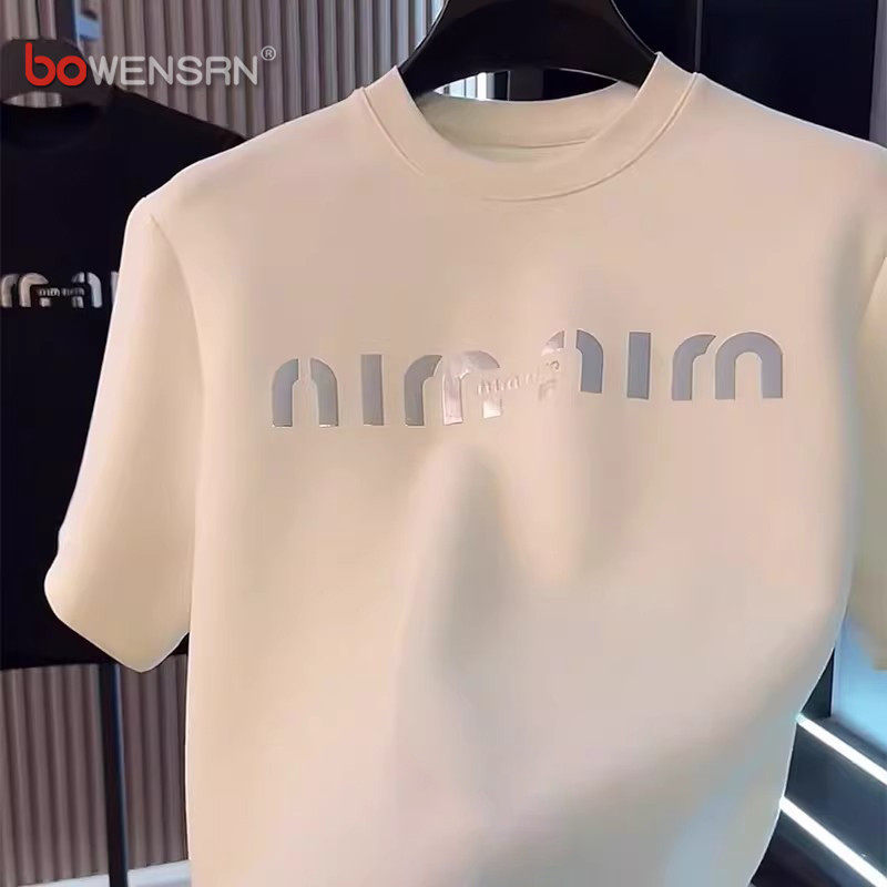 美式潮牌反光字母短袖t恤男士2026新款春夏季半袖白色打底衫男款