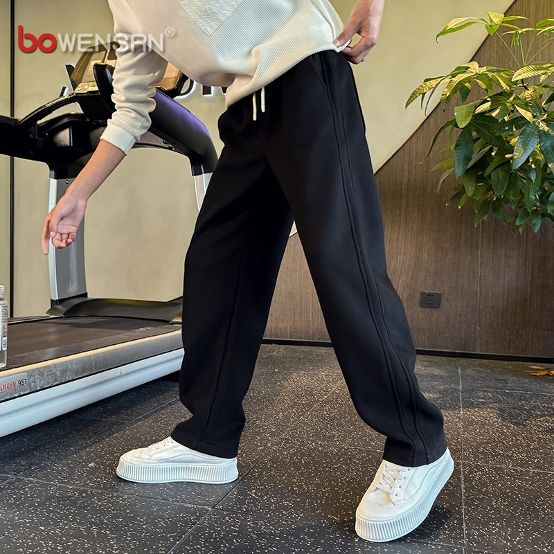 潮牌直筒休闲裤子男士2026新款春秋季男裤宽松运动卫裤男款冬加绒