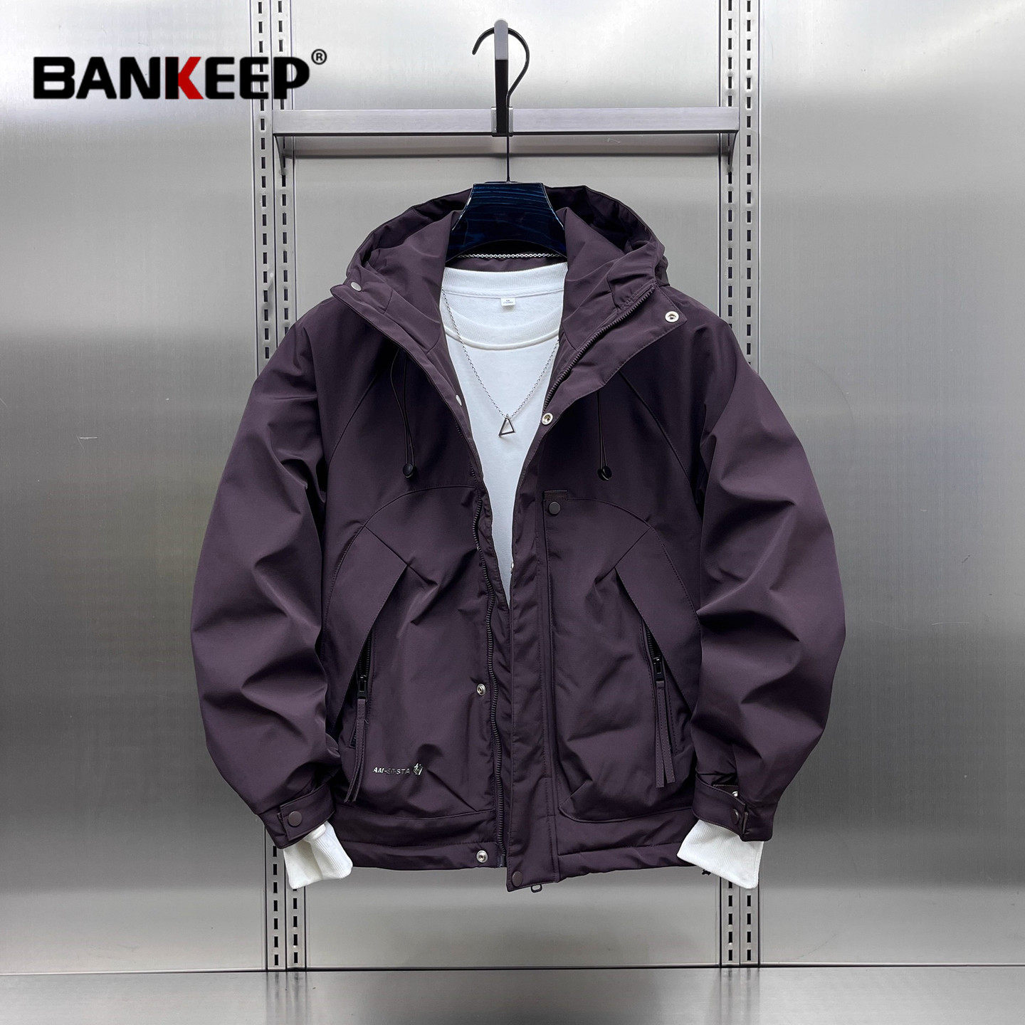 潮牌机能风工装夹克男士外套2026新款冬装加厚户外冲锋衣棉服男款