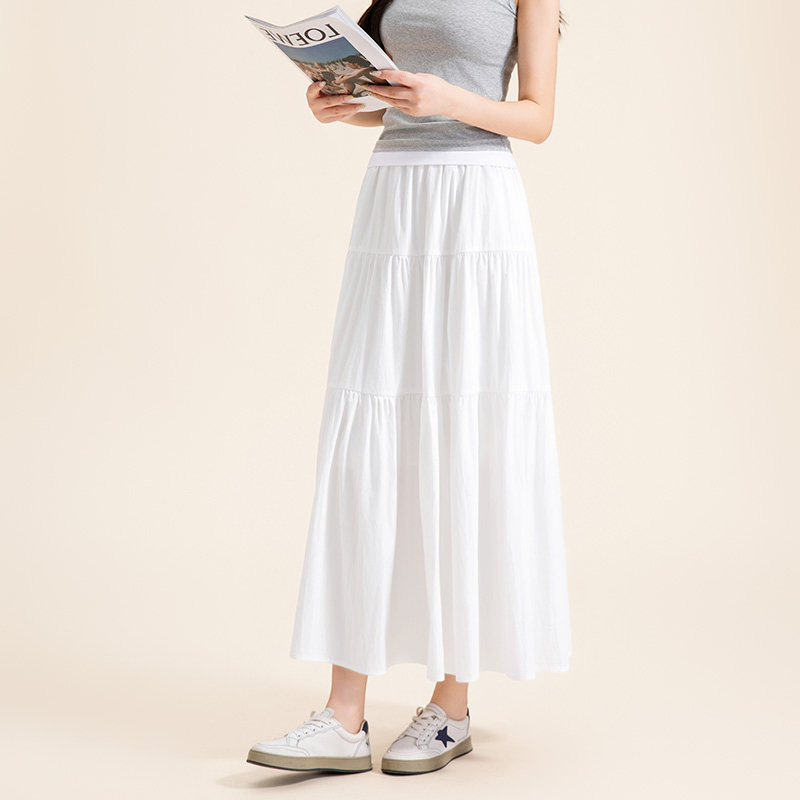 大码新款白色半身裙好看蓬蓬裙女蛋糕女士白裙夏季高腰中长款