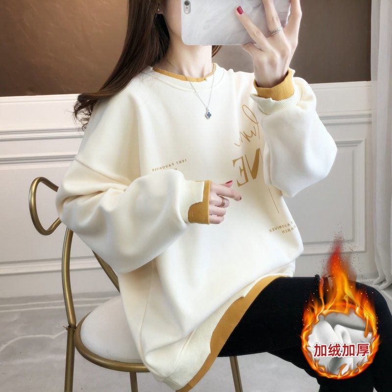 速发20加1年秋冬新款无帽加绒2厚卫衣大码宽衣假两件上松外套潮