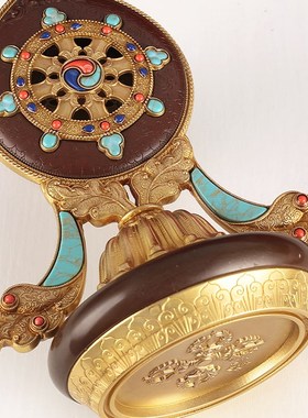 速发法藏式轮密纯用品石铜宝宗转法金轮王七政宝家用佛前摆件供修