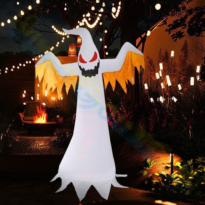 速发圣节发超充气模 2.4米恐怖幽灵火焰灯白鬼商光道灵圣节幽具鬼