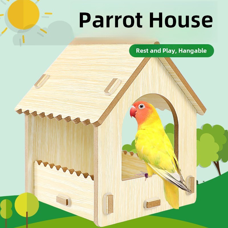速发鸟巢木屋鹉凤凰虎皮牡丹鹦黑鸟实木鸟巢鸟用品悬挂件笼配鸟鸟