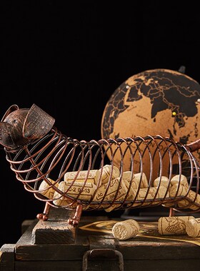 速发复古乔意软木塞收纳筐酒瓶塞收藏收纳篮葡创酒节日红迁礼物摆