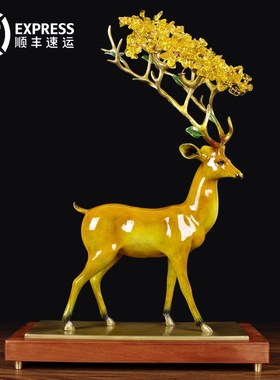 速发新中式彩铜摆件一对家电客品居视柜乔迁礼厅会客厅高档装饰