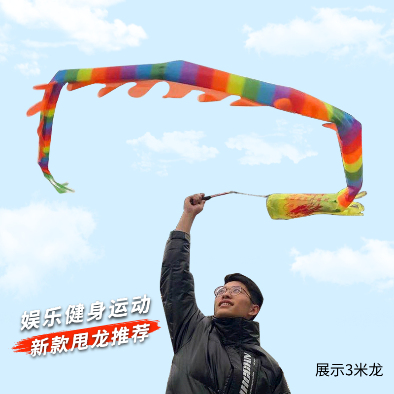 速发彩身舞龙健带耍龙儿童广老人中场舞飘带抖龙带手甩龙表演运动