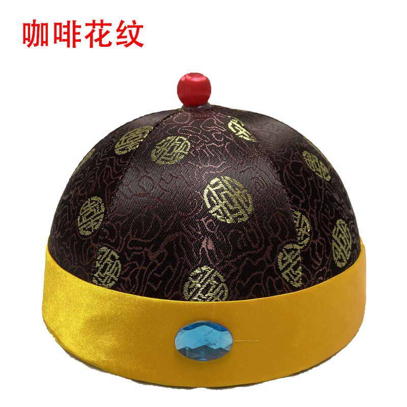 速发寿帽男地主帽硬瓜皮帽乾隆帽皇帽唐装老人冲喜寿衣配件殡葬用