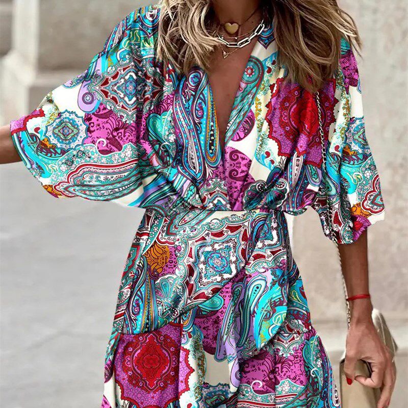 速发autum Irregul  e  Wo Fashio Prit Casu B