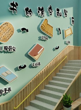 速发幼儿园演变环创主题成品楼梯墙面装饰画布置推荐阅读室区文化