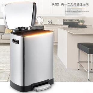 简约垃圾桶脚踏有盖静音创意客厅办公室收纳桶不锈钢小号垃圾筒