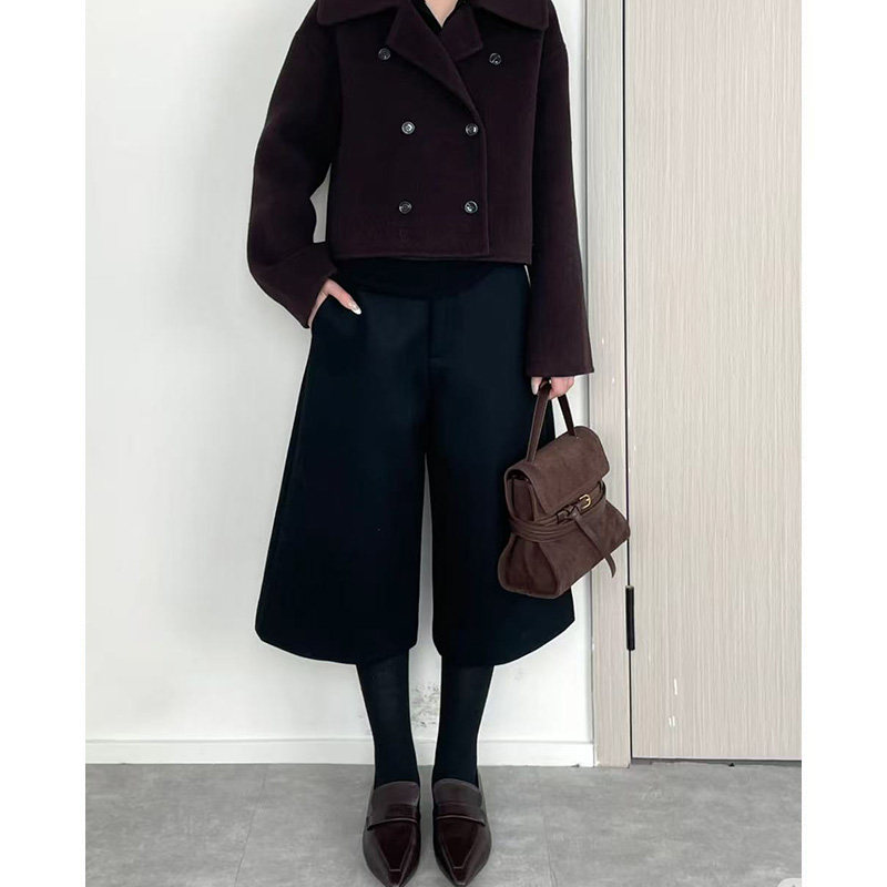 2026新款黑色秋冬毛呢七分阔腿裤高级经典黑大码女裤设计百搭潮流,女装/女士精品,休闲裤,淘宝优惠券,粉丝福利购,淘宝优惠卷