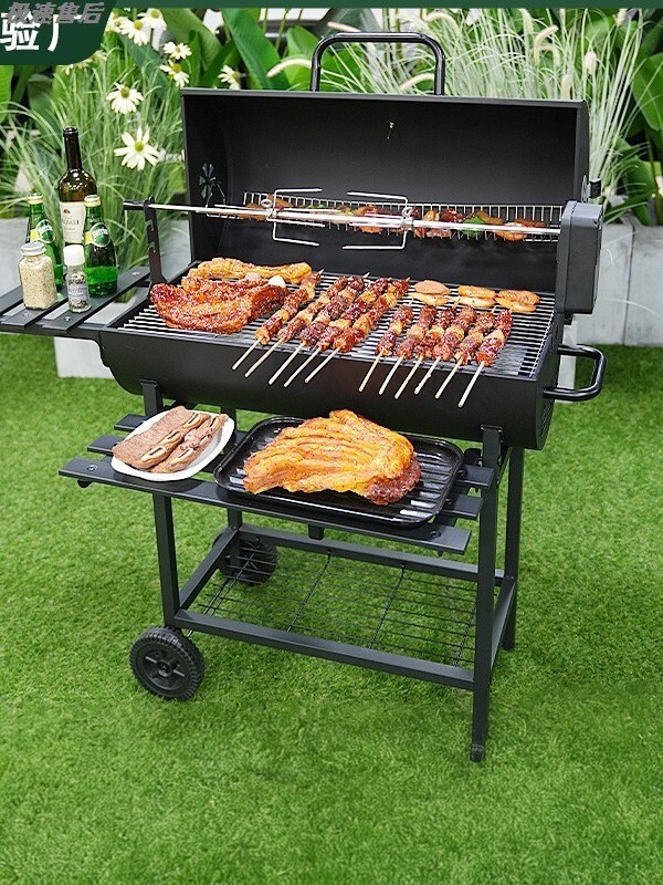 Outdoor Large Barbecue Grill for Home Use, Suitable for Roasting Lamb Leg, Charcoal Stewing Grill, Automatic Rotating Barbecue Grill