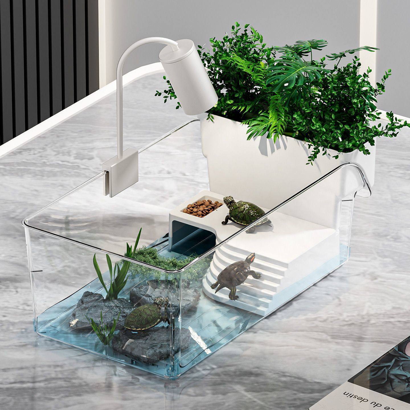 乌龟龟缸家用小型专用箱专用别墅生态造景养龟桌面巴西龟饲养晒台,宠物/宠物食品及用品,桌面缸,淘宝优惠券,粉丝福利购,淘宝优惠卷