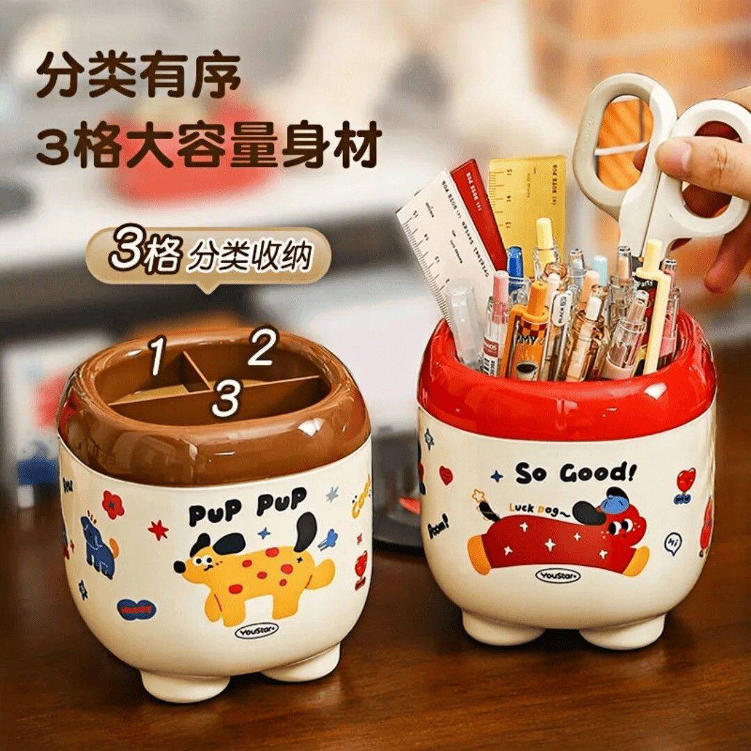 新款笔筒ins高颜值学生宿舍可爱台面收纳盒卡通diy办公室桌面笔桶