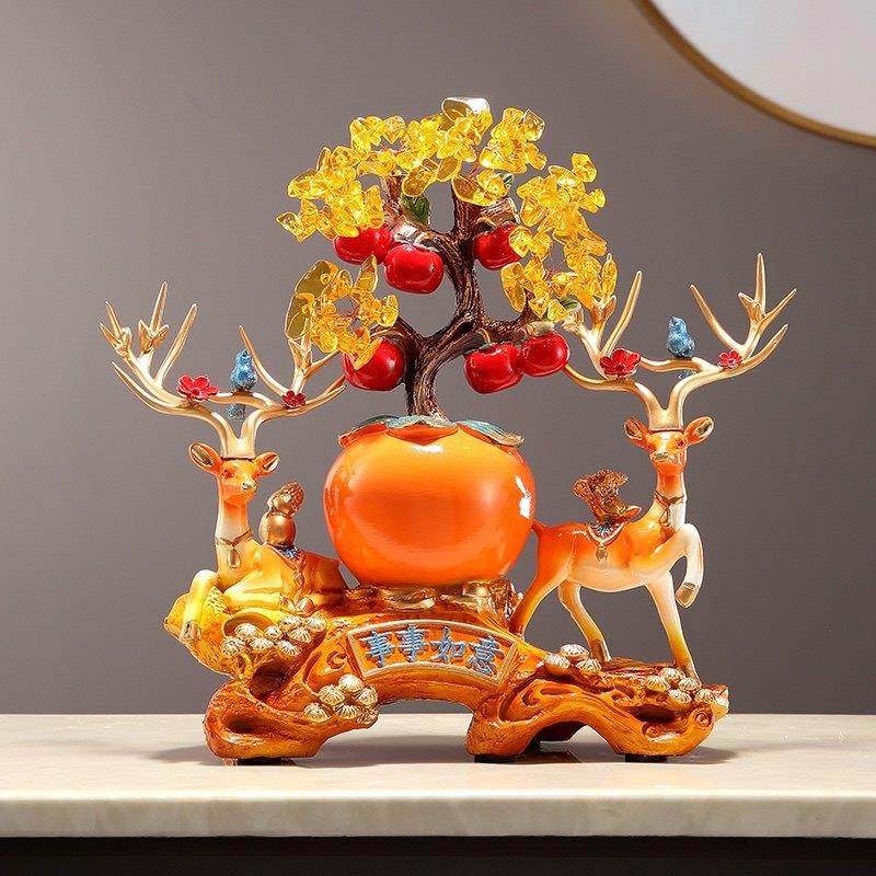 客厅玄关酒柜电视柜鹿摆件柿子装饰工艺品家居新中式乔迁结婚礼物,3C数码配件,USB多功能数码宝,淘宝优惠券,粉丝福利购,淘宝优惠卷
