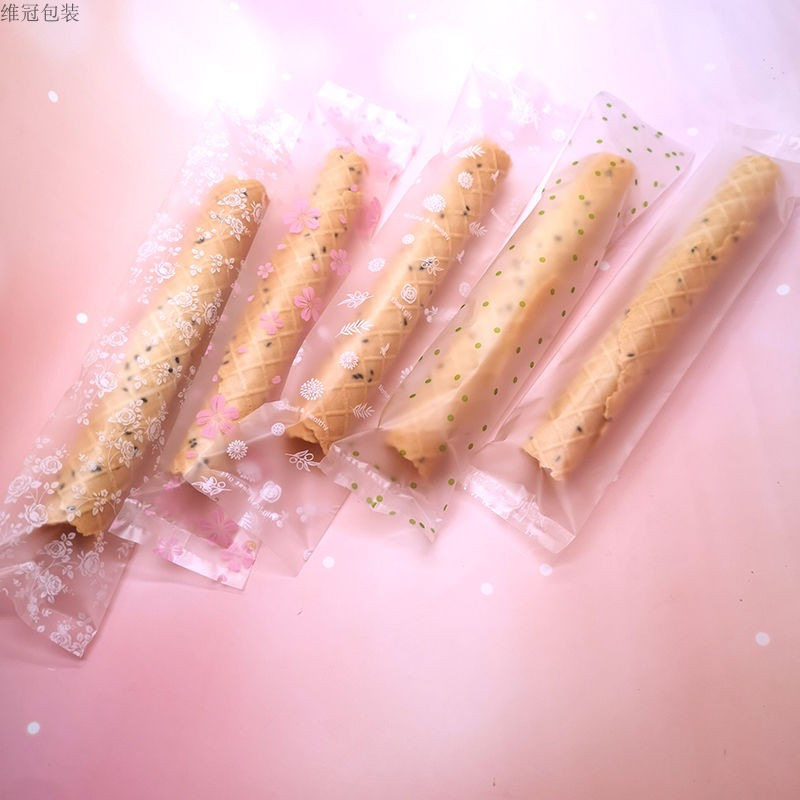 蛋卷包装袋海苔绿豆糕点长条方形拉丝膜烘焙食品棉纸蛋卷等机封袋