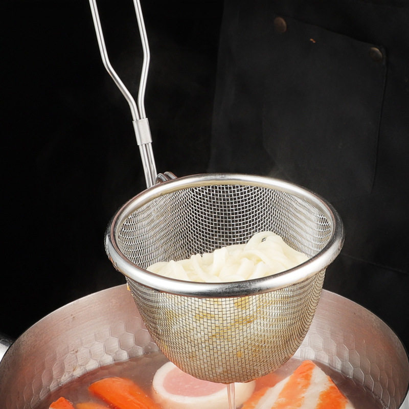 火锅专用漏勺不锈钢304食品级捞面网筛漏筐厨房火锅涮肉勺带挂钩