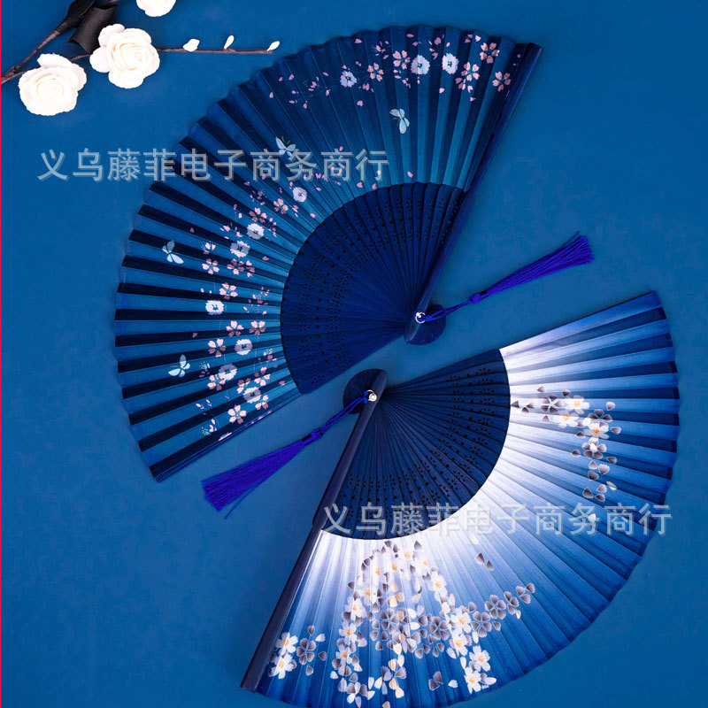 京扇子扇子折扇中国风舞蹈扇女夏季折叠扇古装儿童小复古布古典古