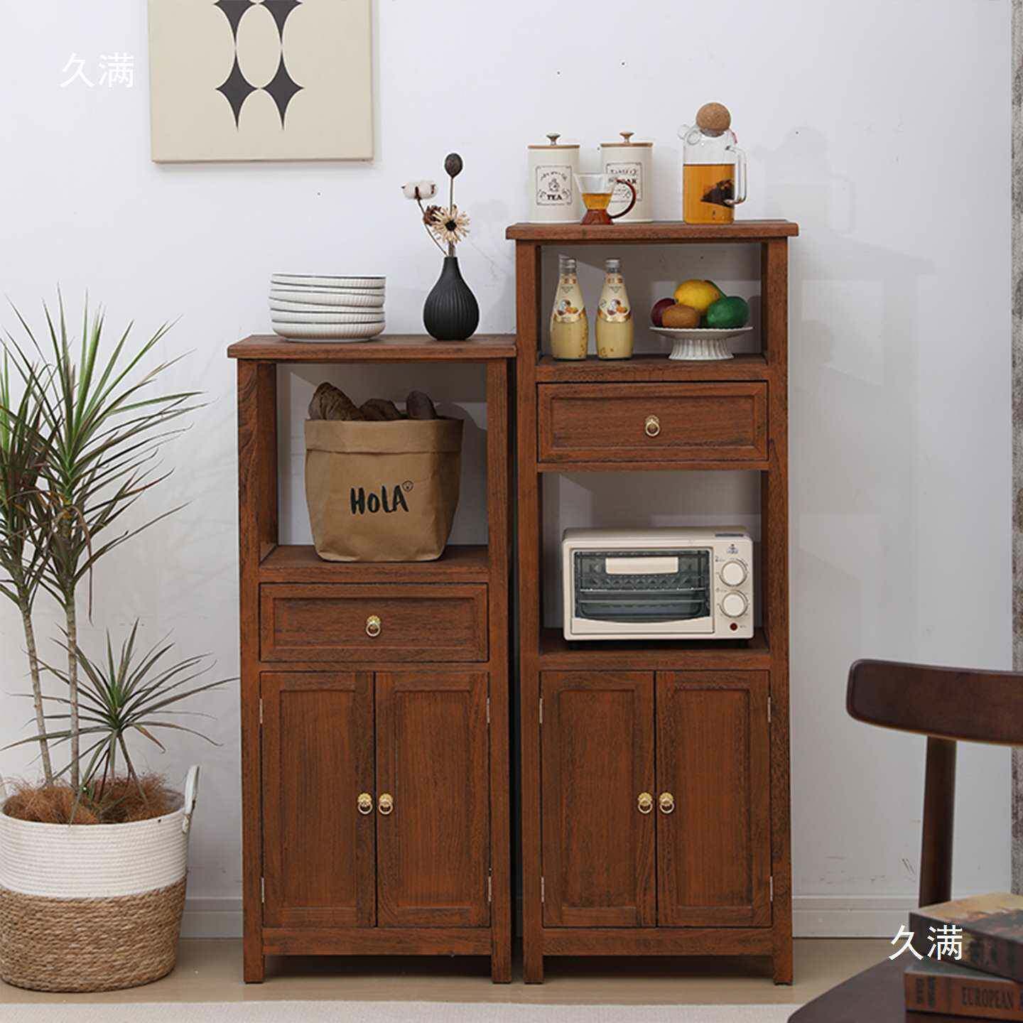 桐木餐边柜全实茶水柜新木中式边双门柜几小书架茶柜物储无品牌/