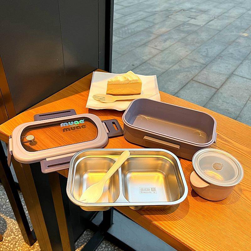 带简30不锈钢饭盒4两格汤碗上班族带饭午约RJL餐学生宿舍打饭便