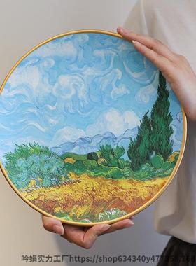 梵高油画装VGX饰陶盘子瓷摆件挂盘客厅电视摆柜葵向日欧式复古创