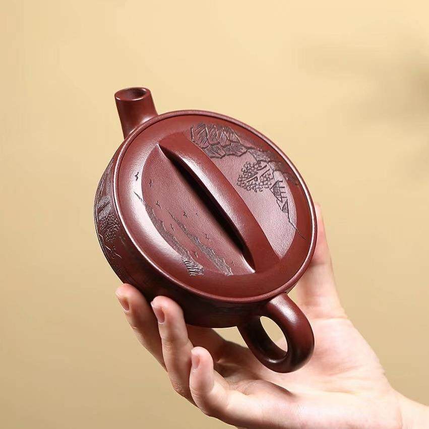 一片瓦宜兴紫砂壶直播壶口原矿龙血砂大无品牌/汉瓦茶壶手工红兔