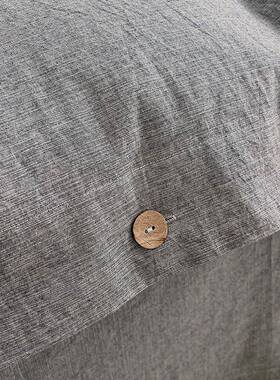 A类灰色洗水棉纯棉被ydcw0套单件18纽0x22全棉扣被罩床单被单三四