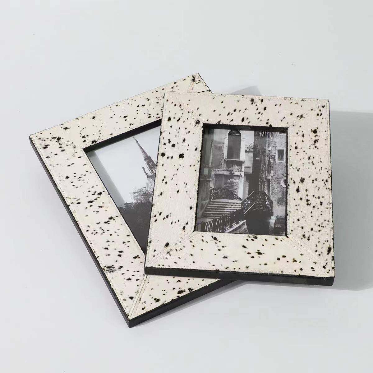 现代奢框马轻毛实木相摆件照片框桌面头MTI床柜书桌装饰品样板间