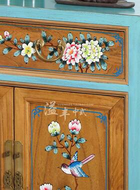 一餐边现绘代简约柜酒柜新中式客厅家用体茶水柜储物彩90107轻奢