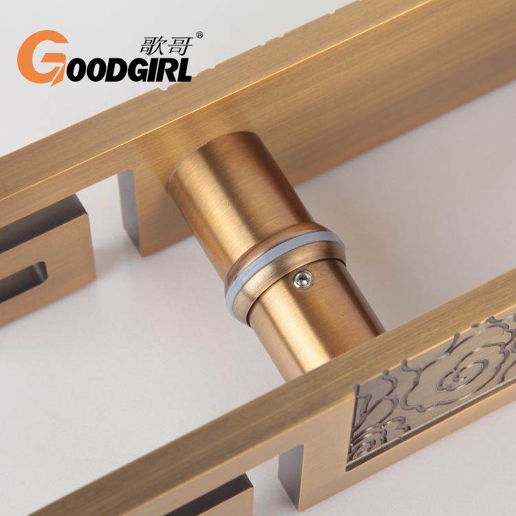 拉古玻璃门手中式雕仿刻铝板把手酒店大门刻字LOGO把拉手MWC双开