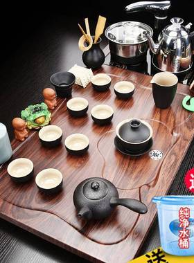 一秦艺茶盘家用整套具套ka150装全自动电磁炉茶上水木体功夫实客
