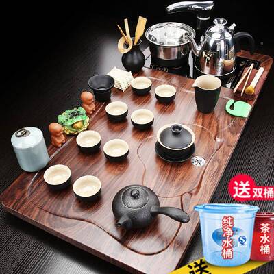 一秦艺茶盘家用整套具套ka150装全自动电磁炉茶上水木体功夫实客