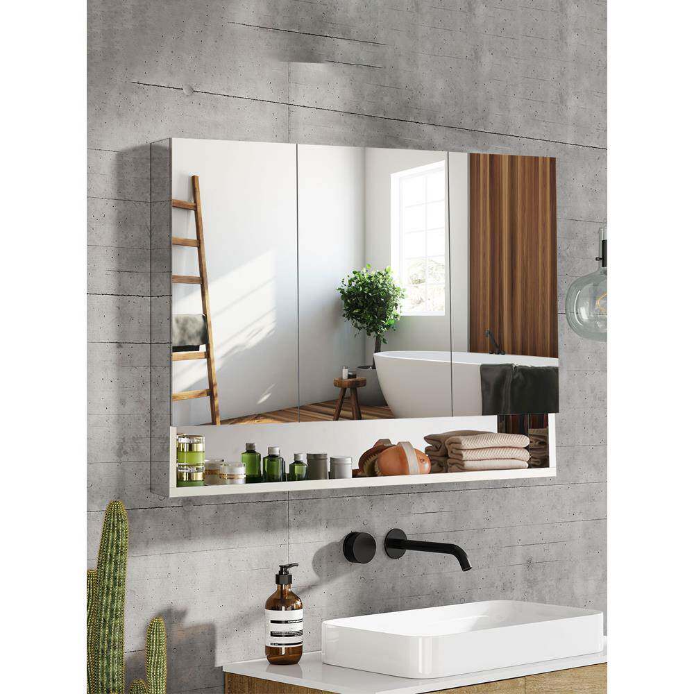 cs浴室镜柜锈镜钢挂墙式带置物架手小户型洗间KXL化妆镜箱不子