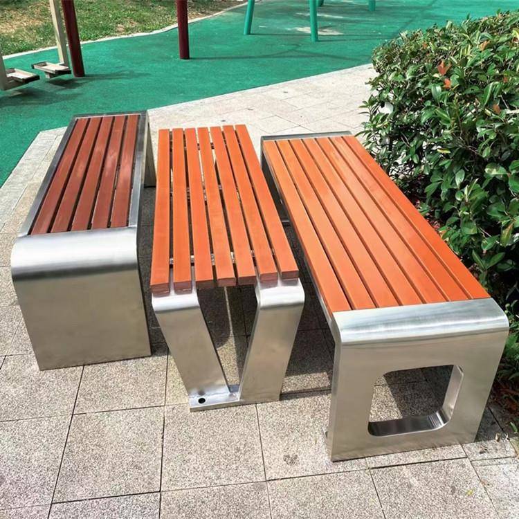 公园椅户外长椅不锈钢OGD塑座木排实椅休闲园木林椅小区广场椅户