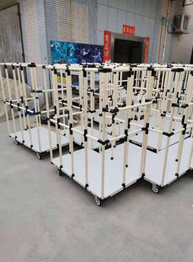 黄色精益管周转车柔性线棒小车仓储71货架车移间维修推工具动米车