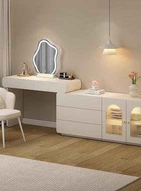 梳伸妆台收纳柜床尾斗柜一体现代简简妆约ZRC化台极奶油风缩化妆