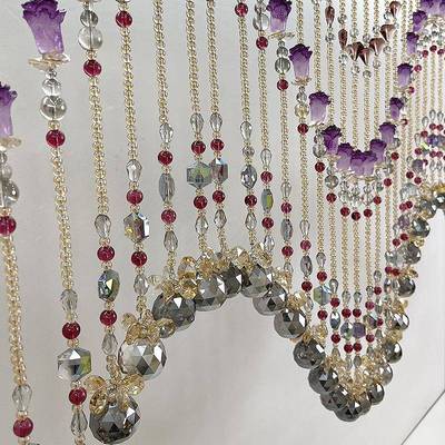 永一生波浪造水晶珠帘门PCN帘帘客恒厅隔断餐型厅装饰帘