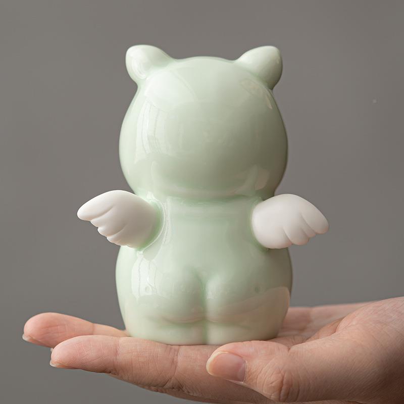 诸RDY事摆如意可爱小猪茶宠件创意生肖品艺动物陶瓷装饰车载桌面