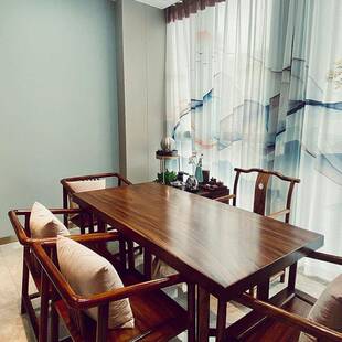 胡木桃茶桌实木大板桌原画案木办公桌茶台奥坎具木餐桌家桌椅无品