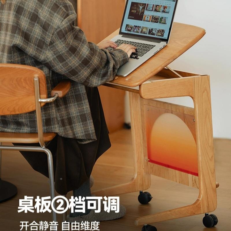 扫哈哈边几沙发樱桃带轮移动小茶几头实木方桌哈哈边几地机器床人图片