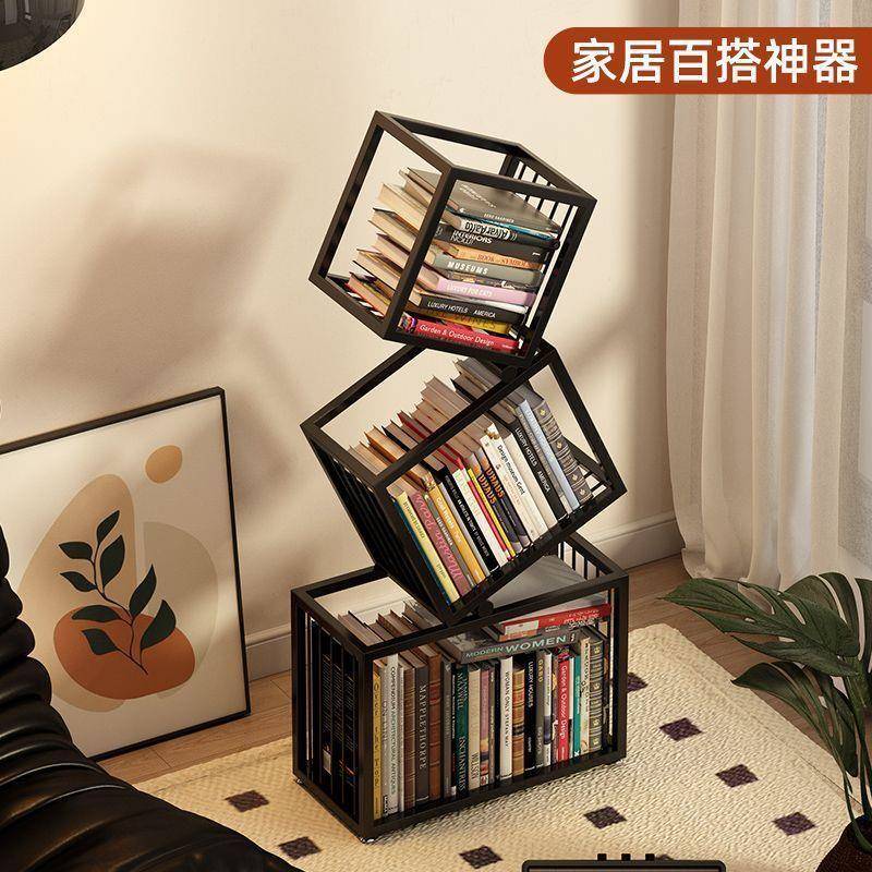 网艺红转角异形立式创意铁书架地落现代简VCM约书柜落置角物架客