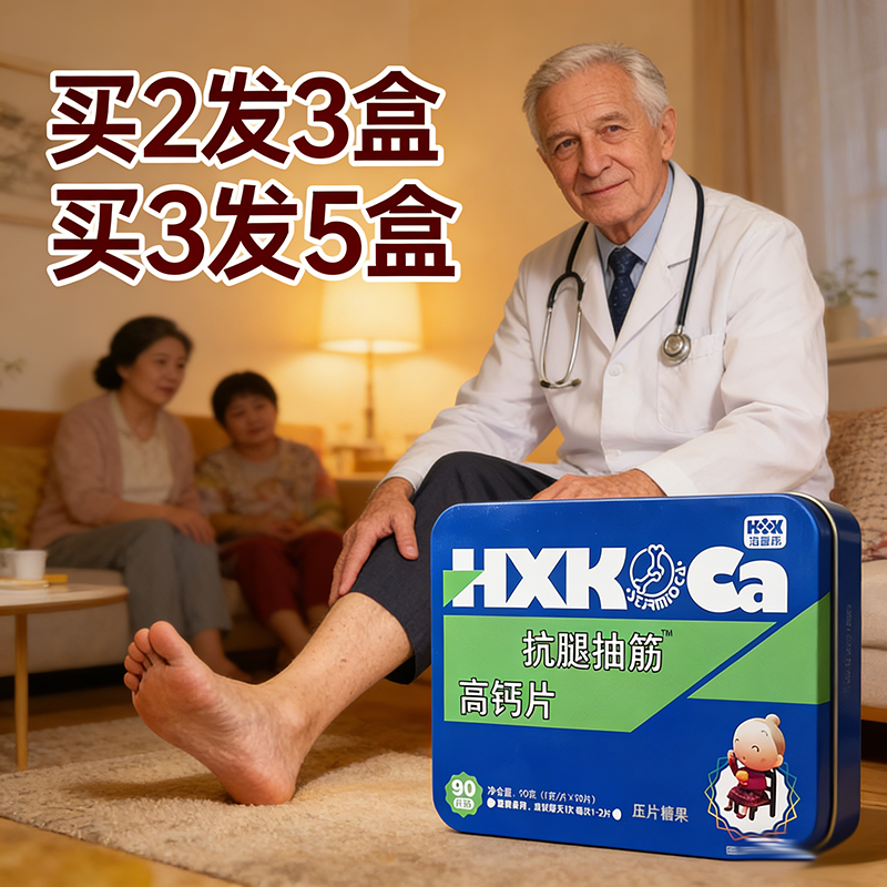买2送1铁盒装抗腿抽筋高钙咀嚼片中老年钙补钙腰酸腿疼抗麻木
