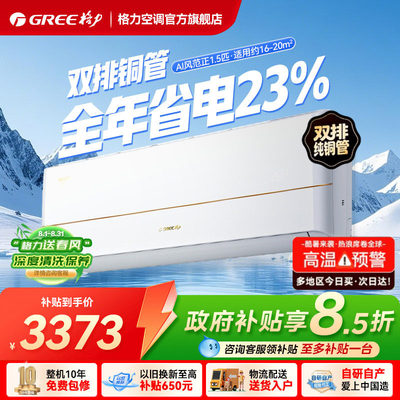 【双排铜管】格力新一级能效正1.5匹家用变频冷暖空调挂机Ai风范