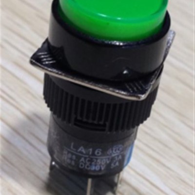 AAD16 复位/带锁 带灯12V/24V/220V按钮开关 绿色 LA128A 5只脚